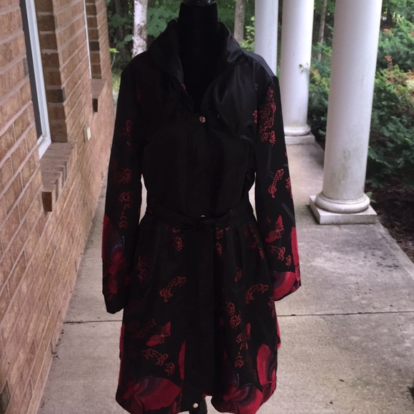 Les-Mantaux Burgundy & Black Swing Jacket Size Medium - Picture 14 of 15